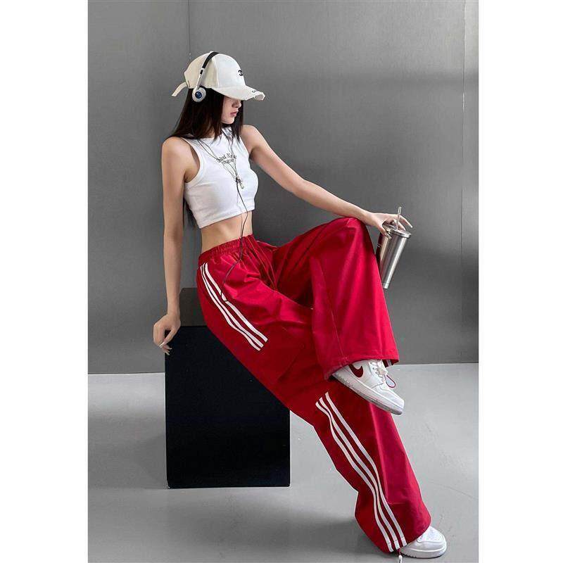 trendy waist wide-leg Retro hiking mopping pants overalls
