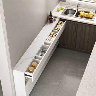 35cm 实木生态板超薄餐边柜厨房储物柜岩板茶水柜暖白色20