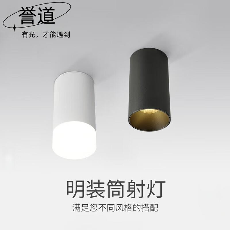 誉道led射灯明装筒灯圆形led斗胆灯欧式COB客厅吸顶天花免开孔聚