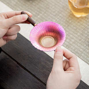 五彩花瓣钛茶漏茶滤超细茶叶过滤网茶隔家用高档过滤网茶道配件