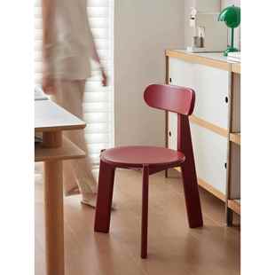 slow餐椅中古实木靠背椅新款设计师多巴胺凳子家用小户型吃饭椅子