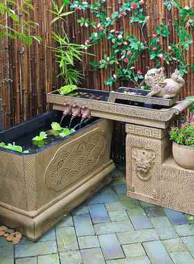 景观流水鱼池装饰造景环水花园循环水创意新鱼缸露台庭院水景户外