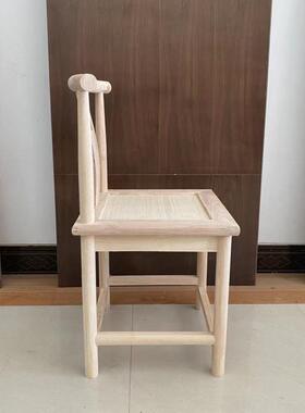 WT9P中式餐椅实木圈椅新中式茶椅官帽椅靠背椅原木白胚散装月牙椅