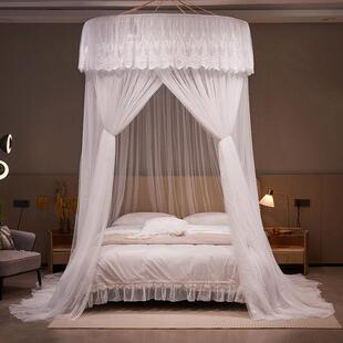 莱克家纺新唯美打蕾丝款圆可顶蚊帐免孔蚊吊顶蚊帐帐-颜汐