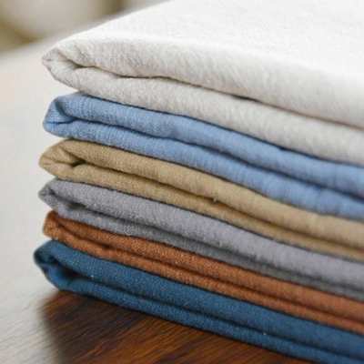 柔软垂坠纯色亚麻布水洗素色竹节棉麻布料秋冬厚款阔脚裤服装