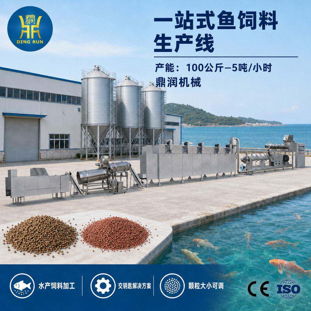交钥匙全自动浮式鱼饲料加工生产线 PLC石斑鱼鲟鱼虾饲料挤出机