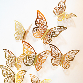 3d立体镂空纸蝴蝶墙贴墙面装饰客厅卧室墙上布置金属质感创意贴纸