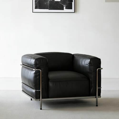 意式极简黑色沙发客厅直排服装店酒店公寓民宿双人包豪斯沙发