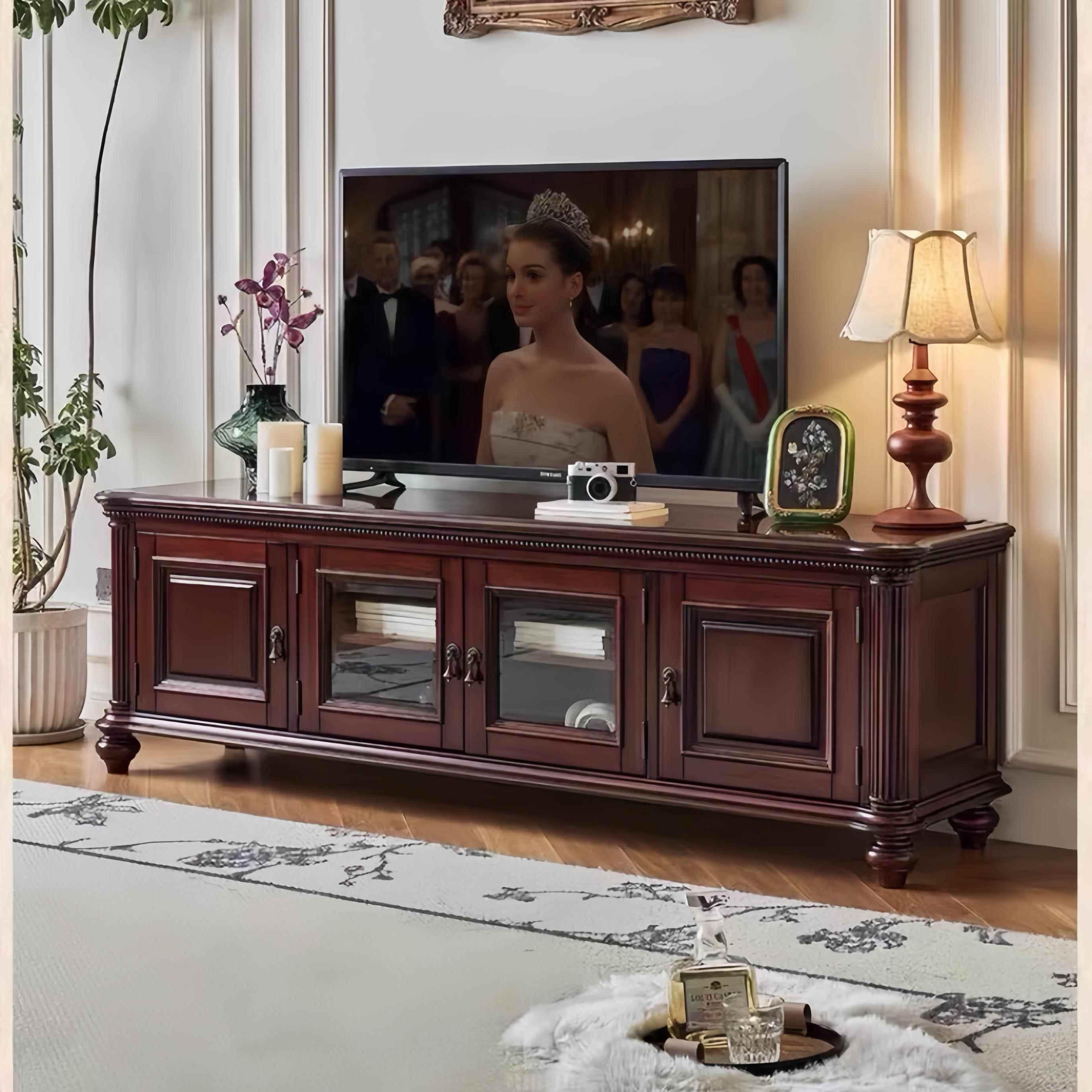 美式经典家具全实木电视柜法式覆古客厅家具全柚木电视柜组合家具