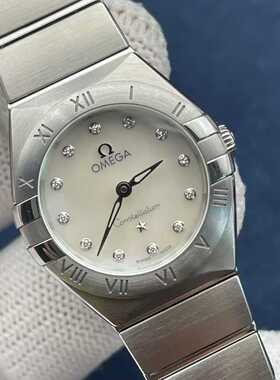 9.8新欧米茄星座系列精钢原镶钻石英女表131.10.25.60.55.001