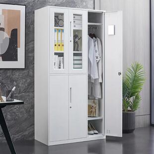 需定制五门白色文件柜办公铁皮储物柜钢制玻璃资料柜员工更衣柜窄