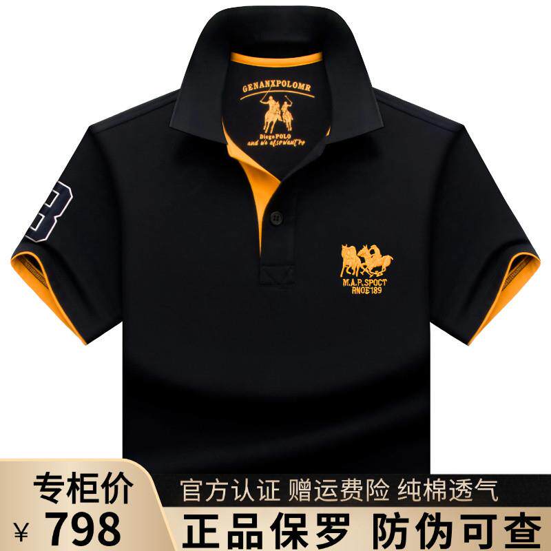 夏季新款polo衫纯棉潮流翻领宽松黑色衣服体恤男士短袖t商务