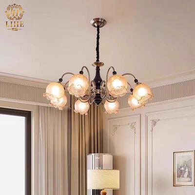 迪GSS格雅实中古风大厅木主古美式复铃灯花兰朵餐厅卧室简约护眼