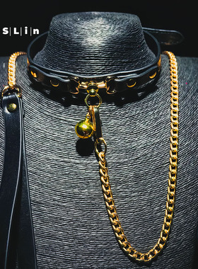 小铃铛项圈女颈带链子黑色颈圈锁骨链皮质颈环项链脖圈颈链