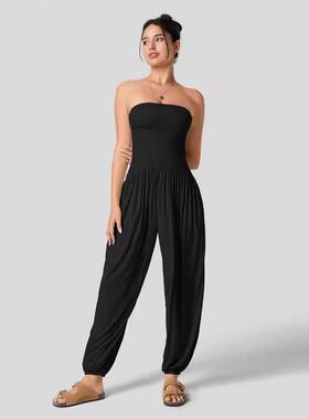 Womens Oversize Sleeveless Loose Casual Crew Neck Jumpsuits
