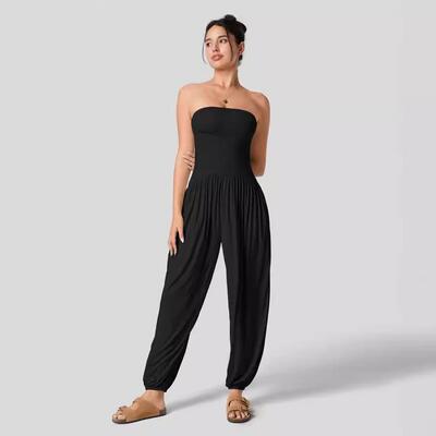 Womens Oversize Sleeveless Loose Casual Crew Neck Jumpsuits