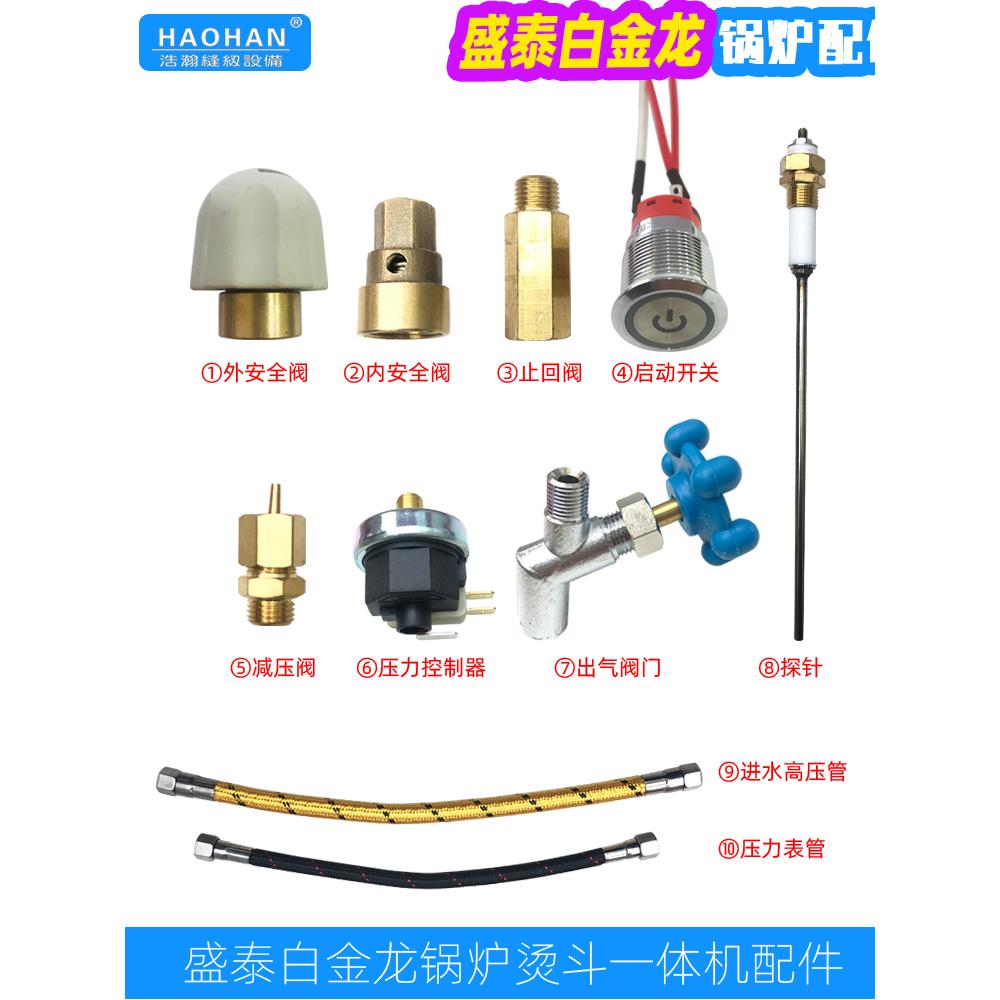 盛泰白金龙ST9N蒸汽锅炉配件启动开关止回阀排气安全阀探针压力管