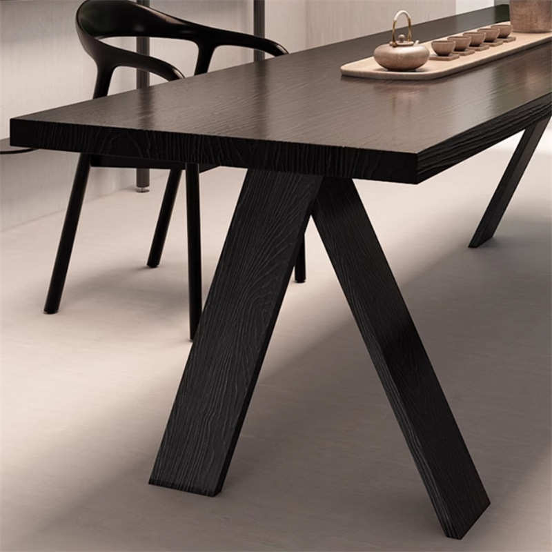 黑色实木碳化茶桌椅组合家用客厅喝茶桌现代简约办公室侘寂风茶几