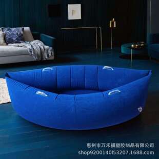 现货PVC充气植绒摇椅独木舟船型儿童躺椅便携沙发室内户外露营床