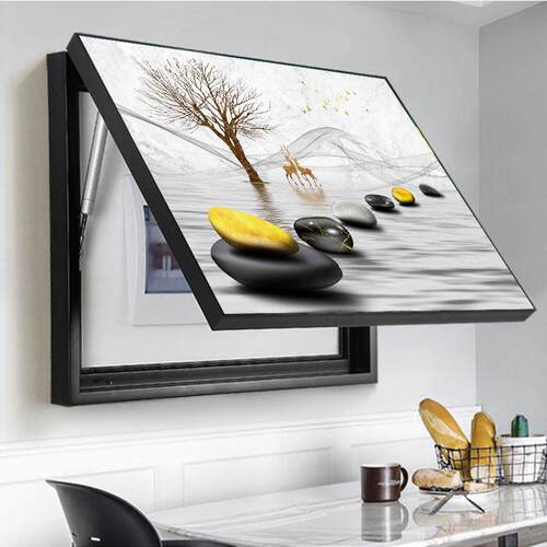 电表箱装饰画 画现代简约横版遮挡箱配电箱电源总开 关电闸液压杆