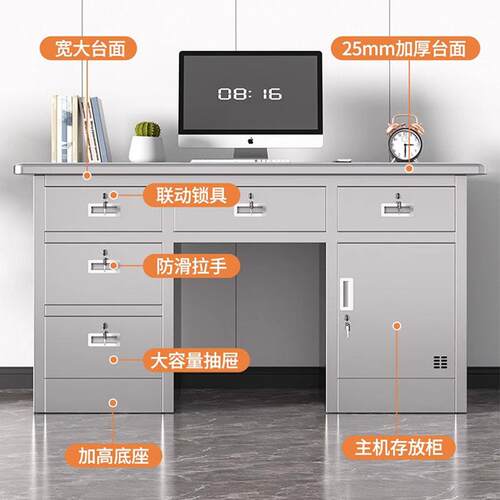 304不锈钢办公桌带抽屉工作桌收银台工厂车间操作台办公室电脑桌