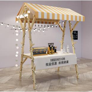 移动摊位车售货车木制活动棚架集市市集小吃摆摊车户外布艺展示架