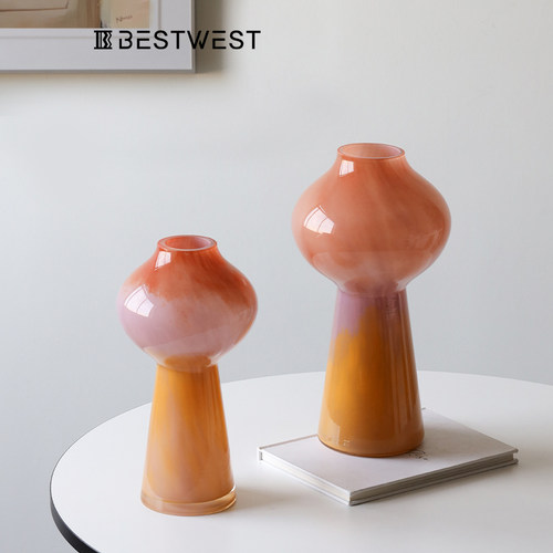 博西家居 花瓶摆件客厅插花轻奢高级感玻璃水培插花琉璃创意花器