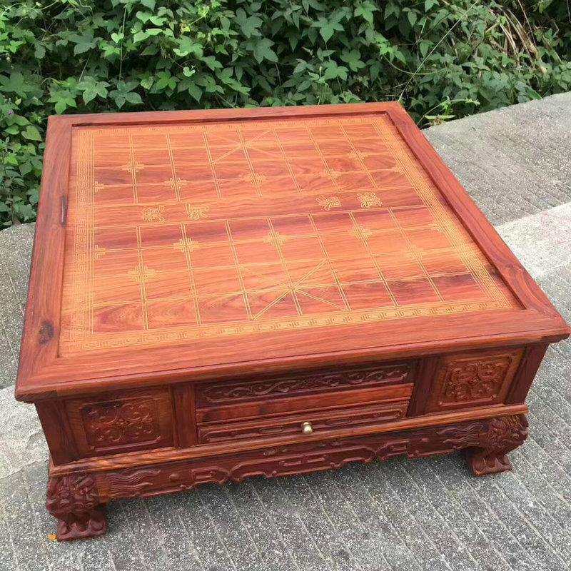 红酸枝血檀红檀金丝楠木缅甸花梨三用棋盘功能棋盘茶具