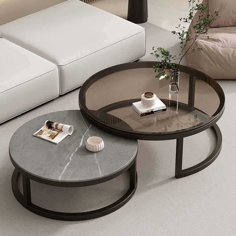 岩板茶几客厅家用小户型现代简约网红圆形玻璃桌子出租房2023新款,商业/办公家具,茶几,淘宝优惠券,粉丝福利购,淘宝优惠卷