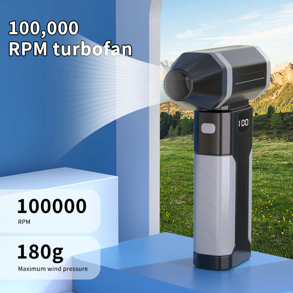 跨境爆款X8暴力风扇涡轮高速旋转除尘吹风机户外便携式手持大风力