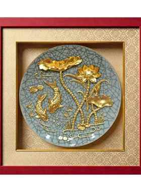 高档金年年有余漆线业雕厦门箔工艺品摆件乔新居迁礼物开礼品实用