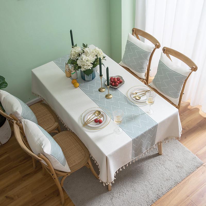 桌布轻奢感简约现代棉麻布艺餐桌布北欧风长方形客厅茶几娜幽