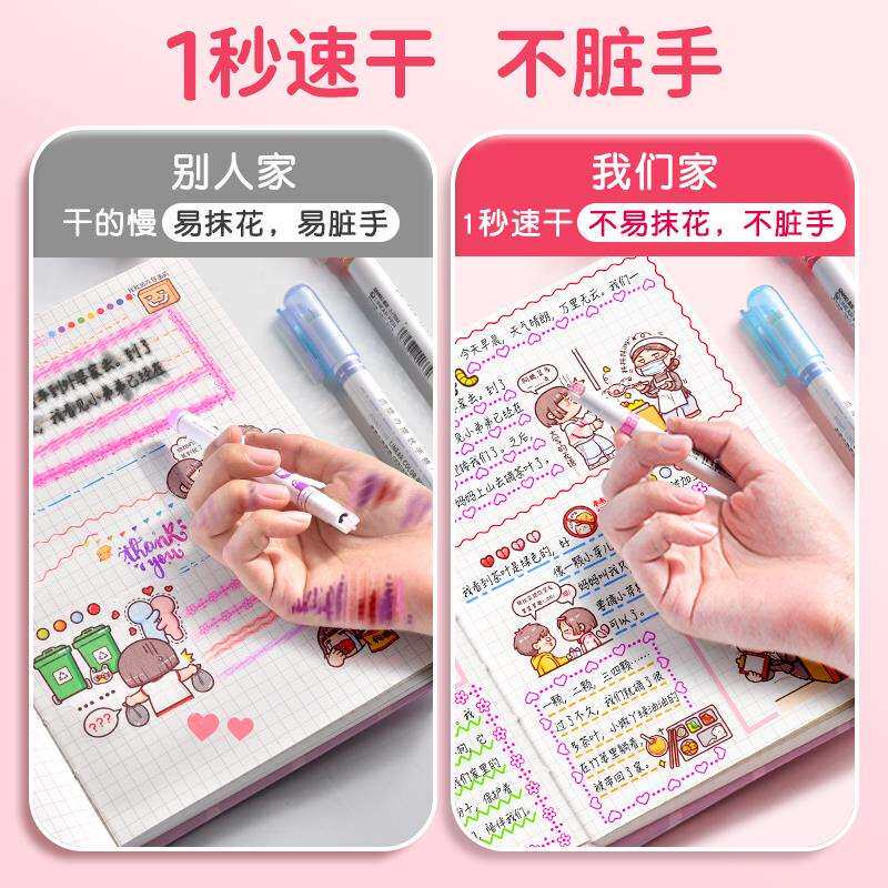 花型轮廓曲线笔手帐花纹荧光色笔滚轮印花笔儿童花色标记记号型花