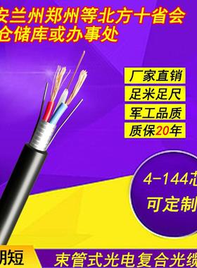 4/6/8/12芯铠装单模架空束管光纤电源一体线GYXTW+RV光电复合光缆