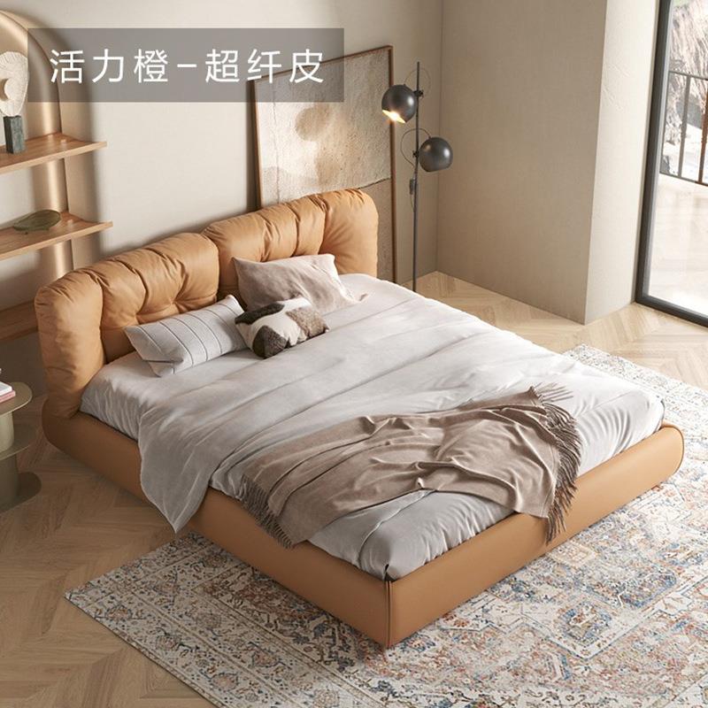 奶风布艺云朵床软包设现代简约油1943#计师款小户型家用卧室双床
