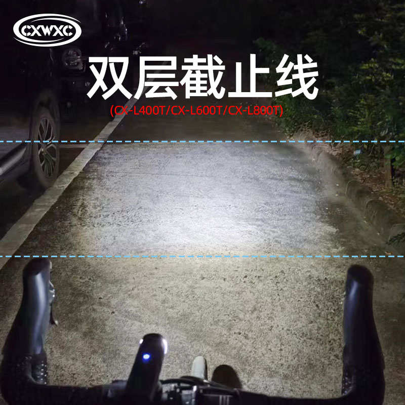 CXWXC自行车灯前灯山地公路车夜骑强光手电筒德规防炫目截止线