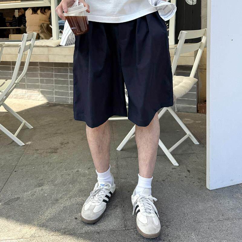 藏青休闲 工作服短裤夏季2026新款男生五分裤子宽松潮流简约纯色