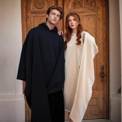 Hooded woolen top, cloak top, men and women