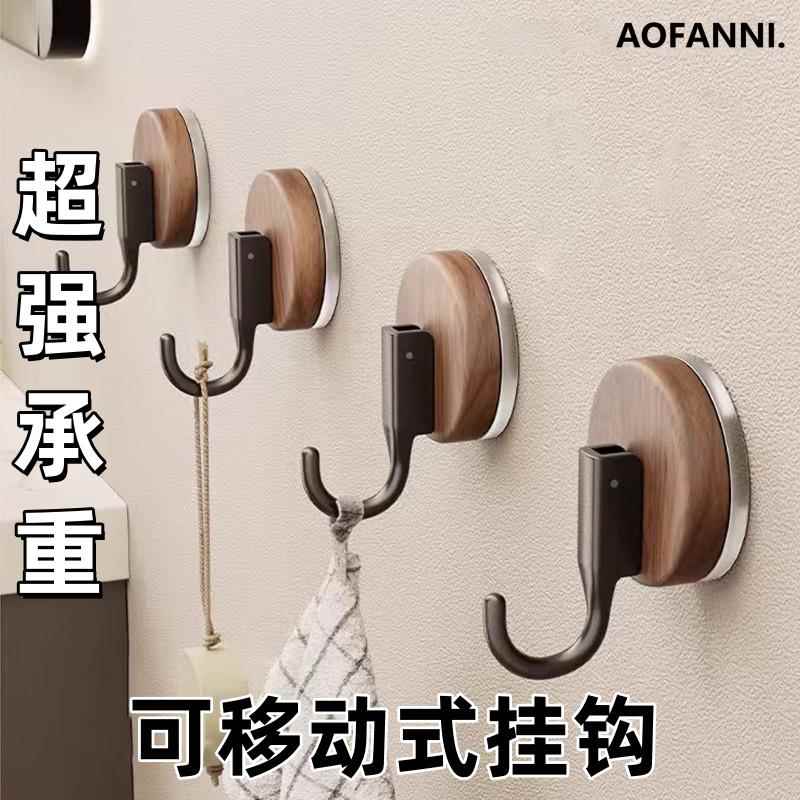 木纹吸盘挂钩强力粘胶免打孔强力承重厨房浴室卫生间门后置物粘钩