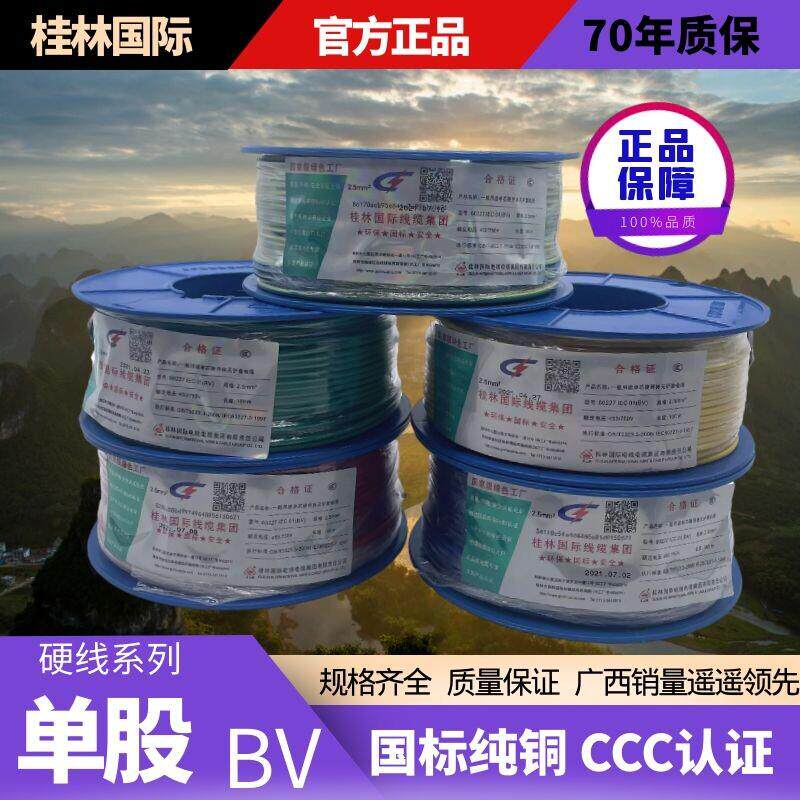 桂林国际电线电缆总厂线1家用2.5平方穿山牌铜芯线4mm6单股BV国标