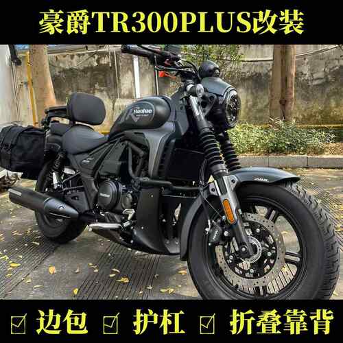 适用豪爵TR300plus改装保险杆护杠加厚加宽折叠靠背货架边包配件