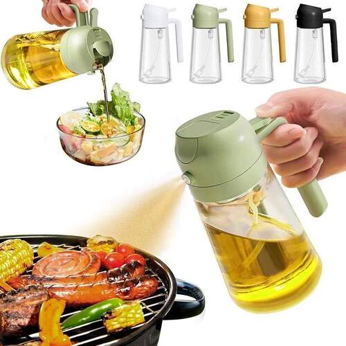 2 In 1 Oil Spray Bottle, 470ml Anti-leakage Olive Oil Spraye