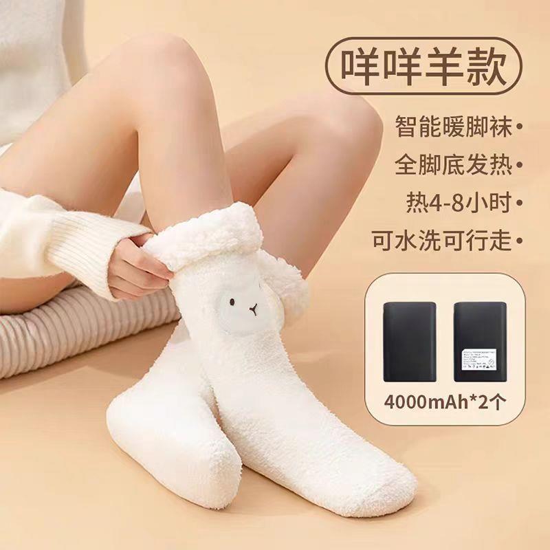 电热袜子冬天充电加热保暖宿舍睡觉暖被窝用发热暖足女暖脚宝神器