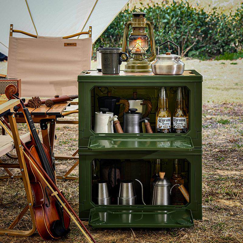 户外露营可折叠收纳箱车载后备箱整理箱汽车多层叠加厚木盖折叠箱