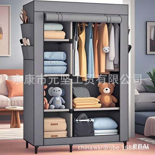 简易衣柜家用卧室布衣柜出租房用结实耐用组装简约现代简易衣橱