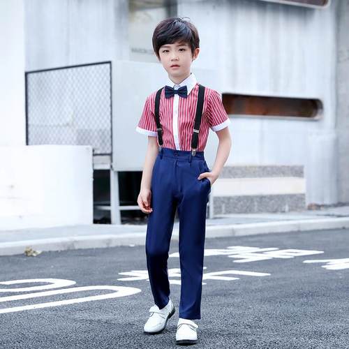 高档元旦儿服童合唱演出幼儿园表演服小生朗诵男学童背带裤女礼服
