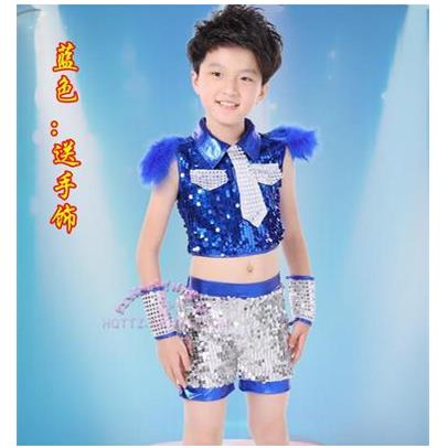 正品儿童士舞男女表演服装亮爵片服羽演毛表服装御蓝幼儿园舞蹈装