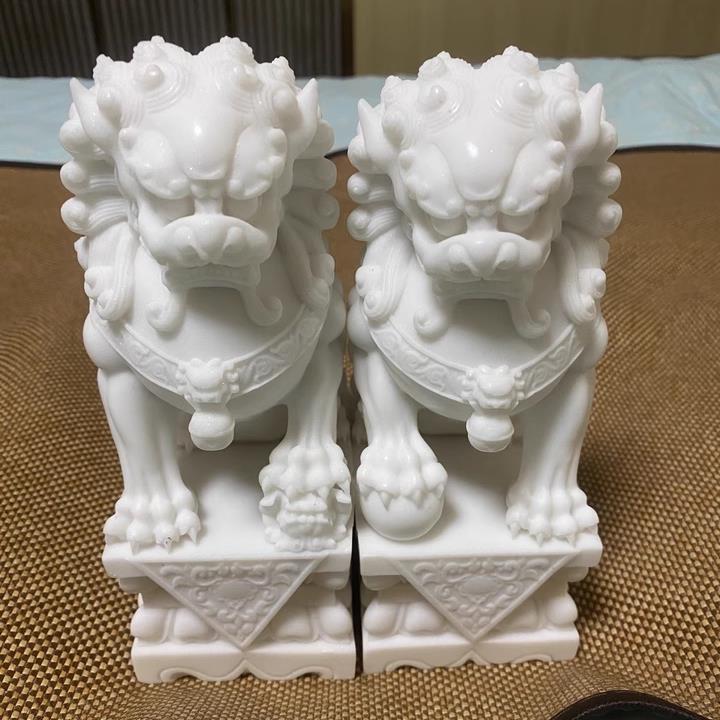小石狮子镇宅一对石雕汉白玉大门口入户看门摆件坟墓前精雕石狮子
