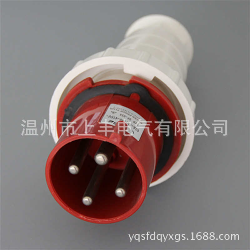 SFE温州上丰 4P/63A/380v/IP67/3P+E 工业新型防水插头  SF-034
