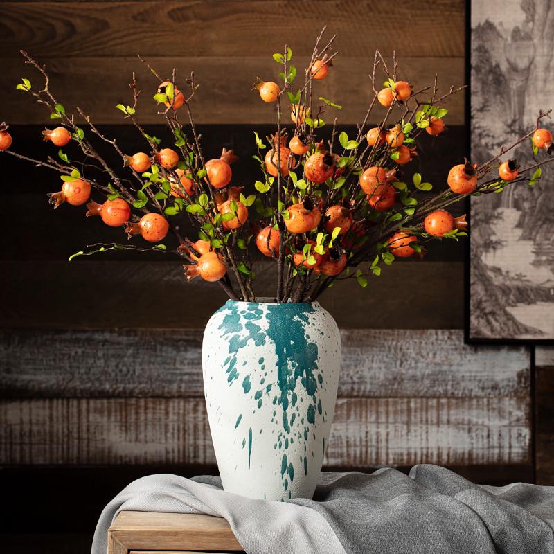 丑器景德镇粗陶陶瓷花瓶新中式家居装饰品摆件禅意插玉兰花仿真花